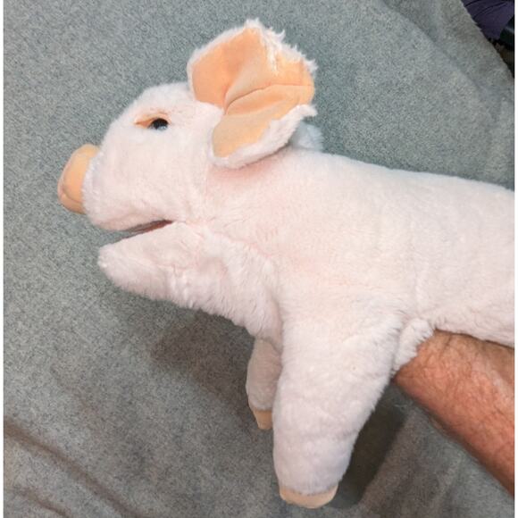 Baby Pig Pink Plush Stuffed Animal Toy and Realistic Hand Puppet EUC - Picture 9 of 11